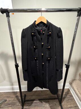 Marc Jacobs Black Military Coat Women’s Small Wool Velvet Trim Jacket